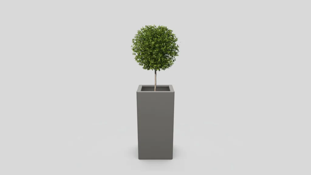 Moderno kovinsko korito za rože v RAL9007 barvi - dimenzije 60x80x30 cm.