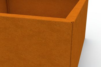 Bliski pogled na kut metalne žardinjere Flamula s prikazom jednostavne montaže sa bočnim vijcima.