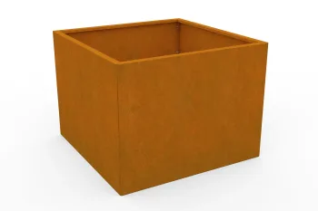 Corten metalna žardinjera 80x80x60 cm - perspektivni pogled