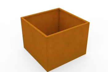 Corten metalna žardinjera 80x80x60 cm - pogled iz lijevog kuta