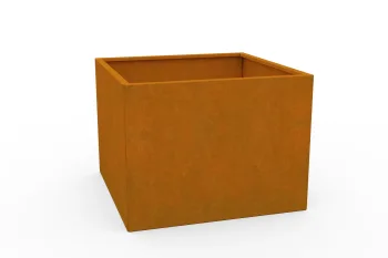 Corten metalna žardinjera 80x80x60 cm - bočni pogled