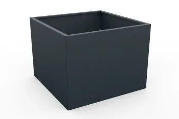 Metalna žardinjera u antracit boji 80x80x60 cm - perspektivni pogled
