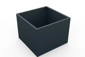 Metalna žardinjera u antracit boji 80x80x60 cm - pogled iz lijevog kuta