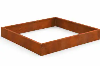 Kvadratni okvir od Corten čelika, složen od modularnih rubnika visine 15 cm